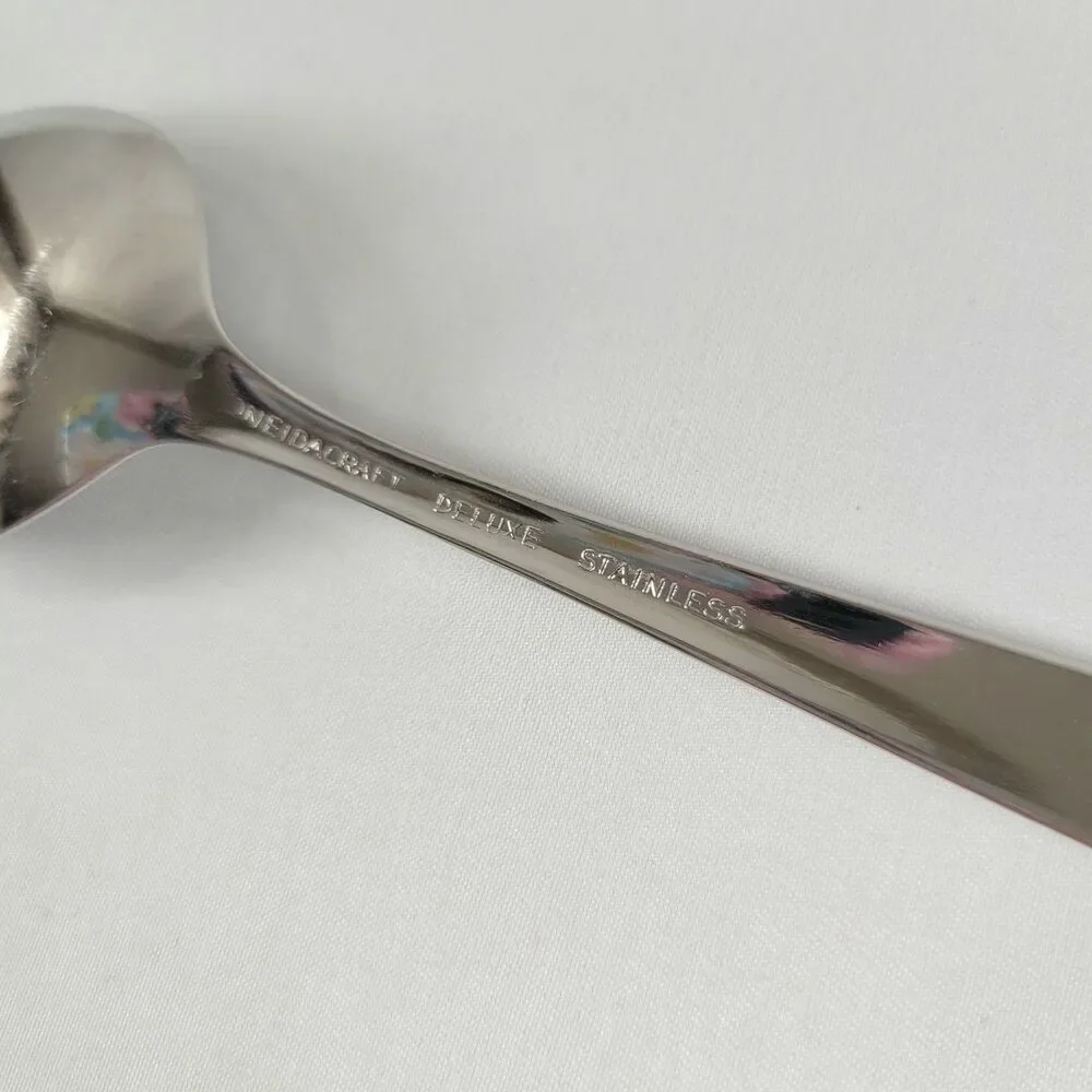 Oneida Satin Accent Stainless Flatware Set 6 Soup Spoons Oneidacraft USA Deluxe